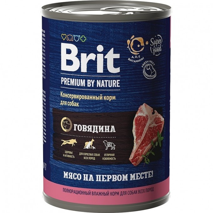 Консервы с говядиной BRIT Premium by Nature для взрослых собак всех пород 5051120