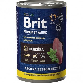 Консервы с индейкой BRIT Premium by Nature для щенков всех пород
