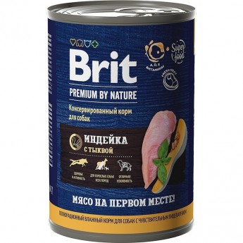 Консервы с индейкой и тыквой BRIT Premium by Nature для взрослых собак всех пород с чувствительным пищеварением