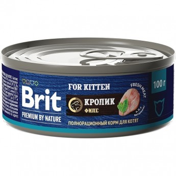 Консервы с мясом кролика BRIT Premium by Nature для котят