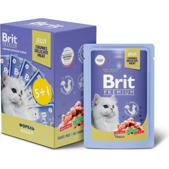 Пауч 5+1 форель в желе BRIT Premium для взрослых кошек