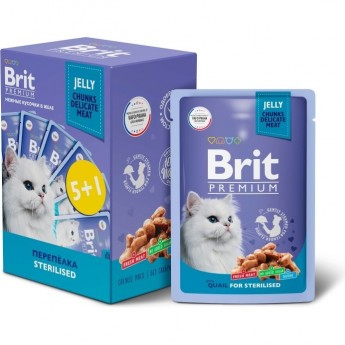 Пауч 5+1 перепелка в желе BRIT Premium для взрослых стерилизованных кошек