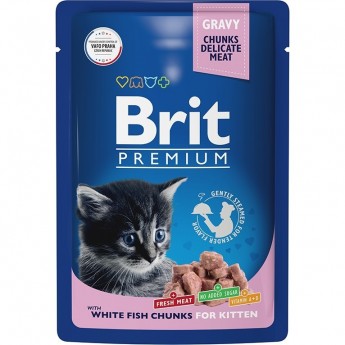 Пауч белая рыба в соусе BRIT Premium для котят