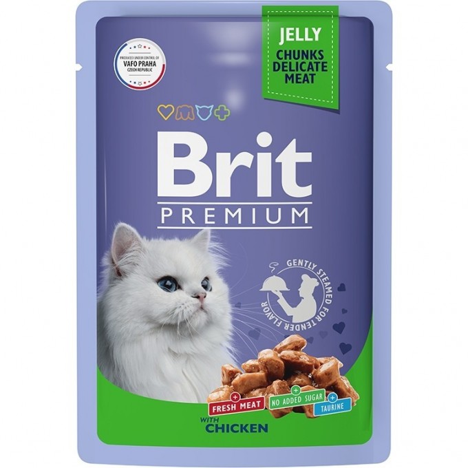Пауч цыпленок в желе BRIT Premium для взрослых кошек 5050161