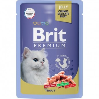 Пауч форель в желе BRIT Premium для взрослых кошек