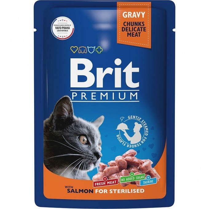 Пауч лосось в соусе BRIT Premium для взрослых стерилизованных кошек 5048892