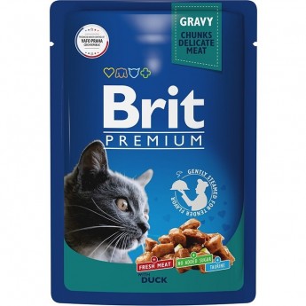 Пауч утка в соусе BRIT Premium для взрослых кошек