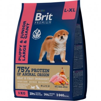 Сухой корм курицей BRIT Premium Dog Puppy and Junior Large and Giant для щенков крупных и гигантских пород