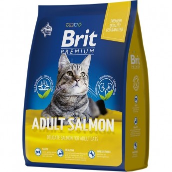 Сухой корм премиум класса с лососем BRIT Premium Cat Adult Salmon для взрослых кошек