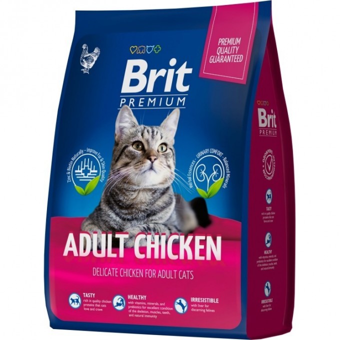 Сухой корм с курицей BRIT Premium Cat Adult Chicken для взрослых кошек 5049073