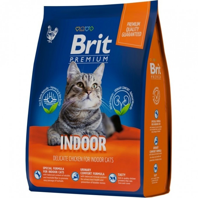 Сухой корм с курицей BRIT Premium Cat Indoor для кошек домашнего содержания 5049233