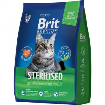 Сухой корм с курицей BRIT Premium Cat Sterilised Chicken для стерилизованных кошек