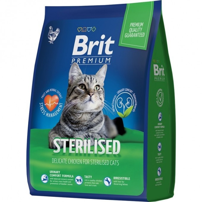 Сухой корм с курицей BRIT Premium Cat Sterilised Chicken для стерилизованных кошек 5048991