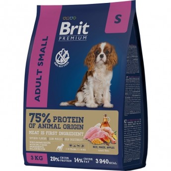 Сухой корм с курицей BRIT Premium Dog Adult Small для взрослых собак мелких пород
