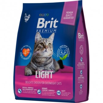 Сухой корм с курицей BRIT Premium Light для кошек с избыточным весом