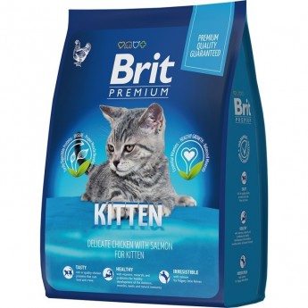 Сухой корм с курицей и лососем BRIT Premium Cat Kitten для котят