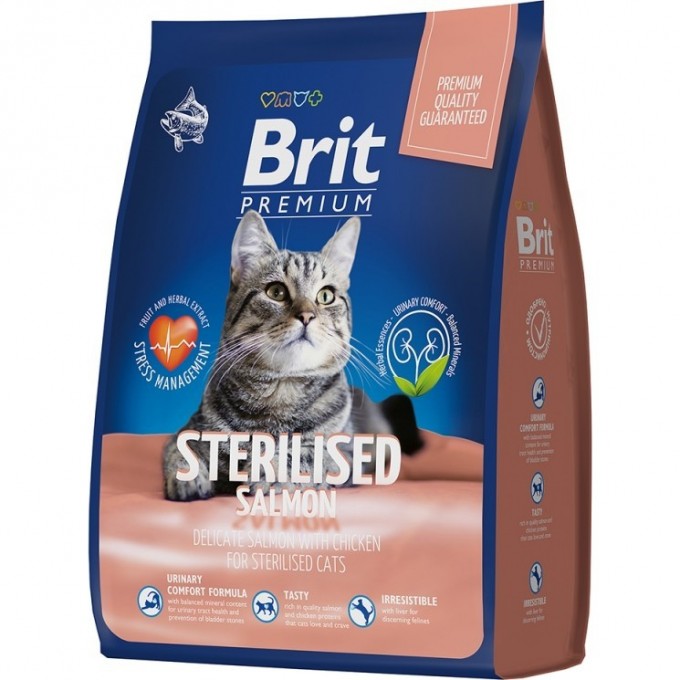 Сухой корм с лососем и курицей BRIT Premium Cat Sterilised Salmon & Chicken для стерилизованных кошек 5049356