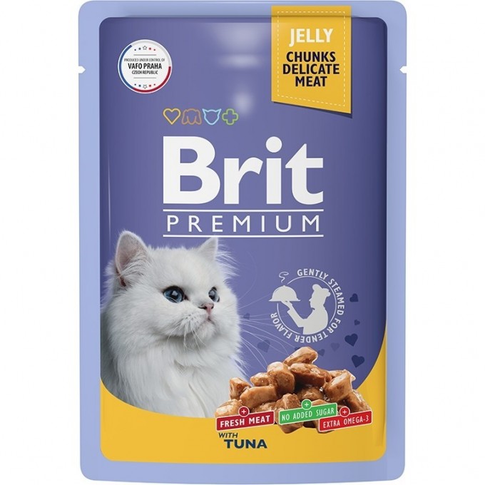 Влажный корм BRIT Premium для взрослых кошек тунец в желе 5050154