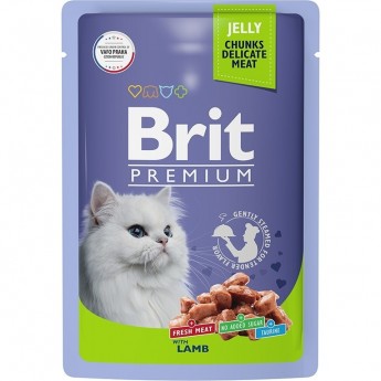 Влажный корм BRIT Premium для взрослых кошек ягненок в желе